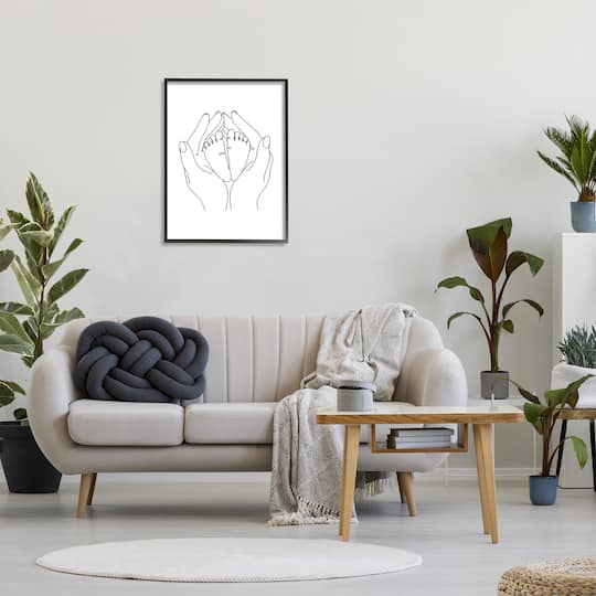 Stupell Industries Hands Holding Baby Feet Minimal Line Drawing in Frame Wall Art